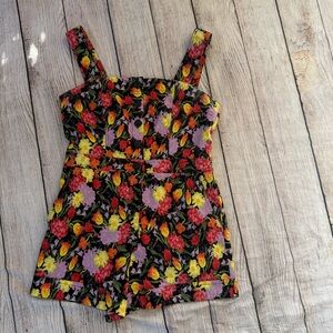 Yukiko Noritake Maeve Anthropologie Portside Button Front Romper Floral Sz 14